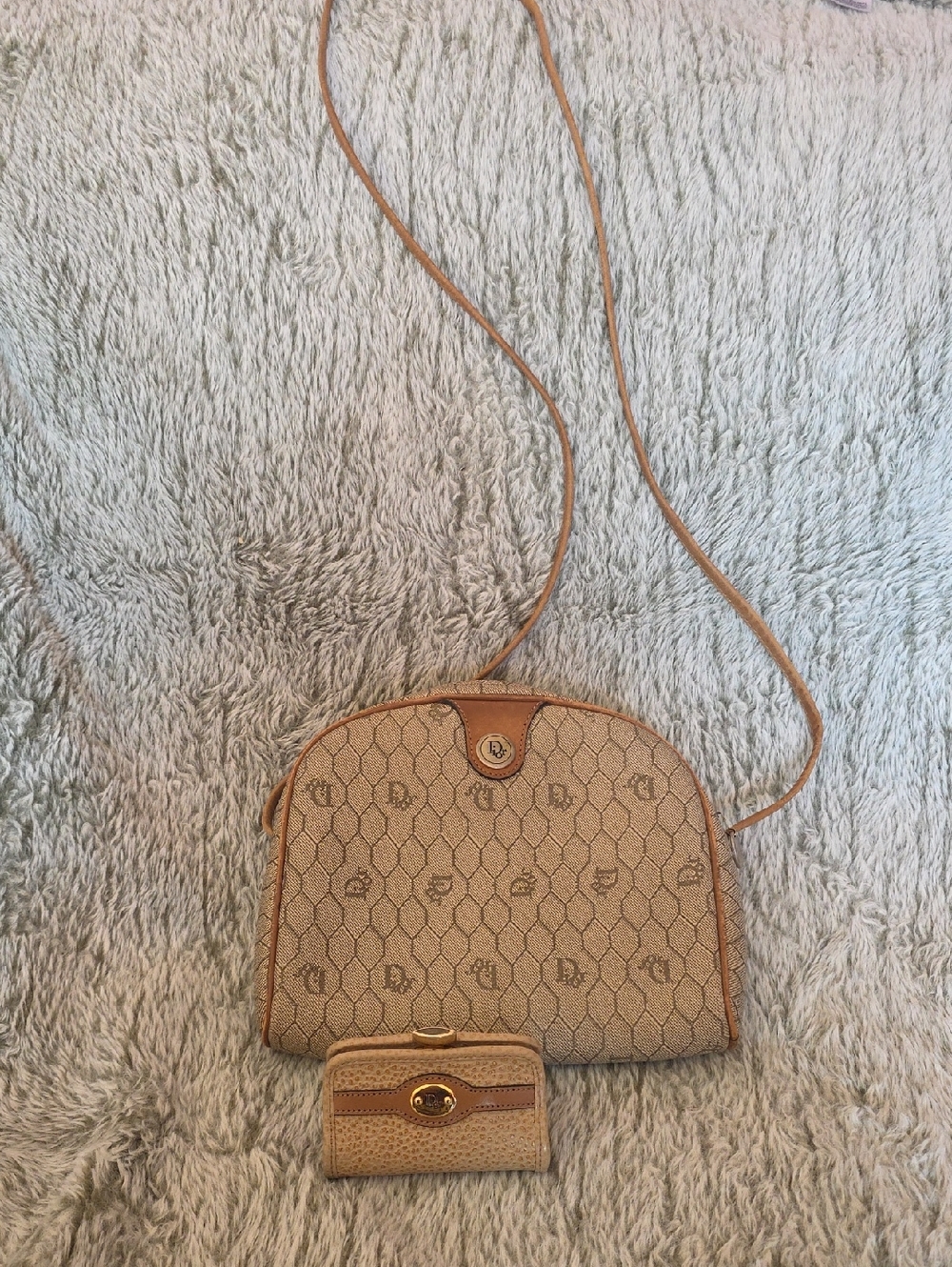 Christian Dior Sling Honeycomb Bag with Coin Purse